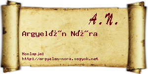Argyelán Nóra névjegykártya